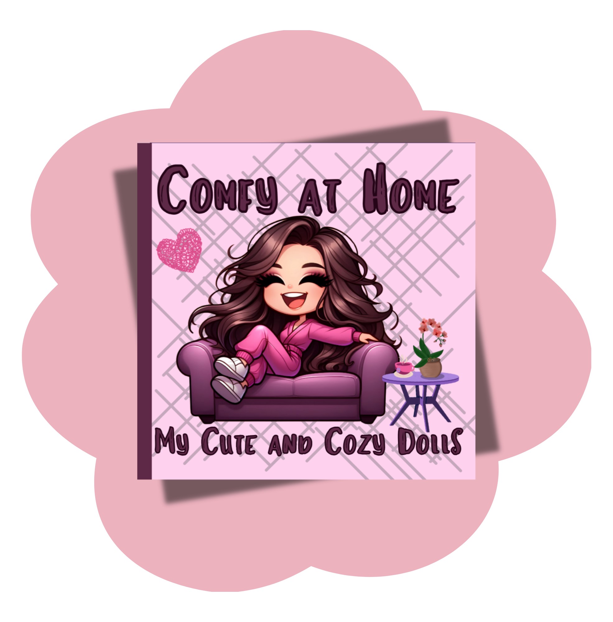 Comfy at Home Coloring Book of Pretty Dolls in Relaxing Hygge Scenes